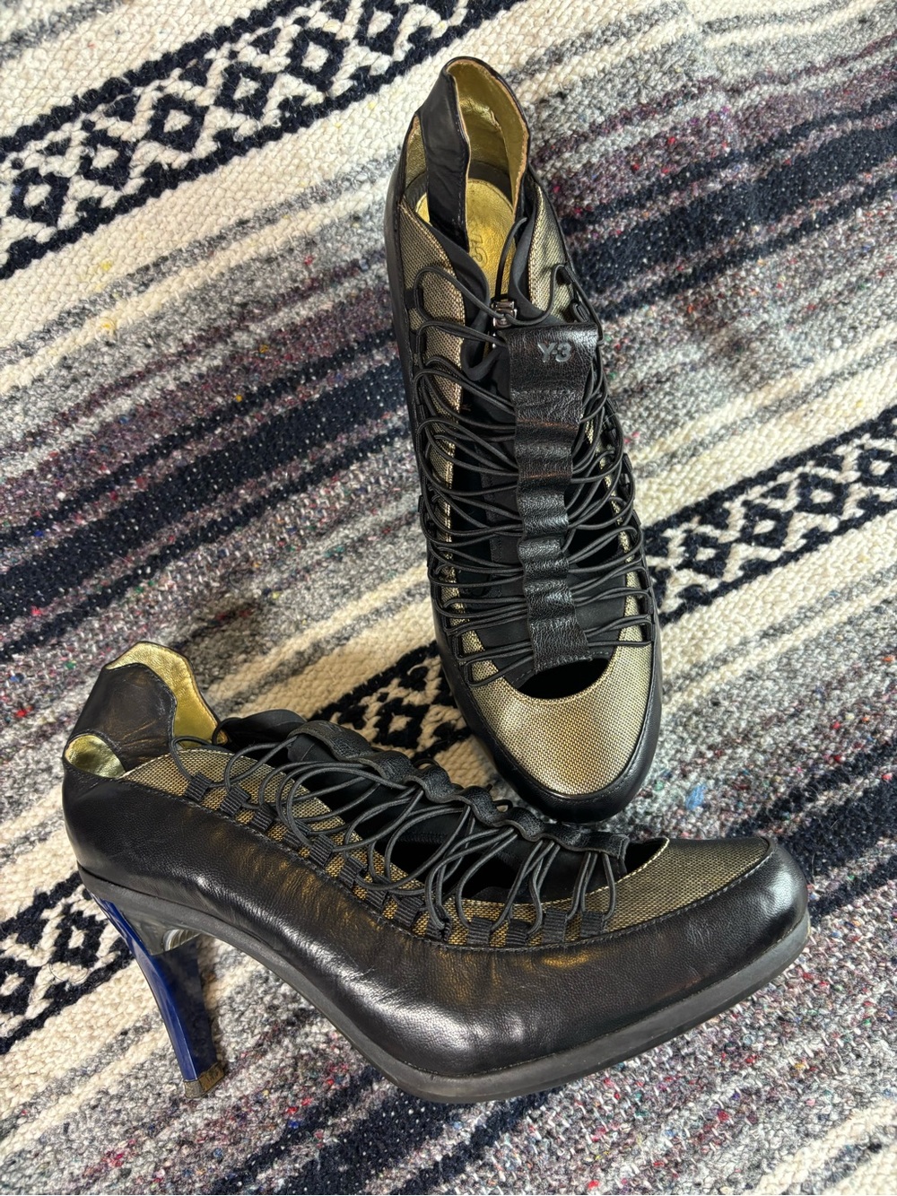 2011 Y-3 by Yohji Yamamoto x Adidas Torsion Speed Lace Pumps Heels Gold Black 9